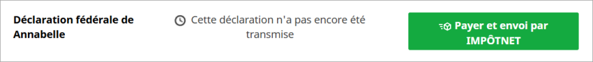 le bouton Payer et envoi par ImpôtNet est affiché à côté de la section Déclaration fédérale de l’utilisateur.